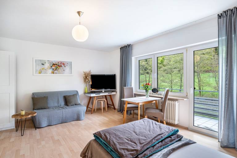 Studio with fast internet | River view | Perfect for remote work in Bad Herrenalb