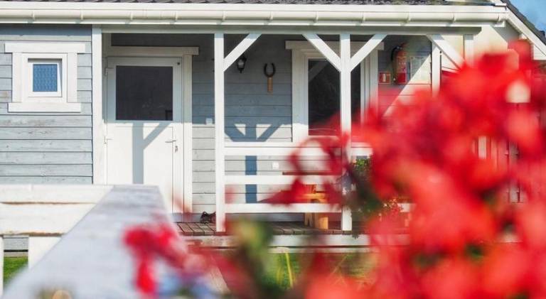 Lodge with barbeque, yard & terrace in Darlowo