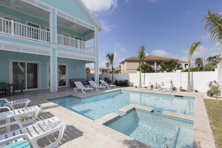 Vacation home with yard & private pool in South Padre Island, TX