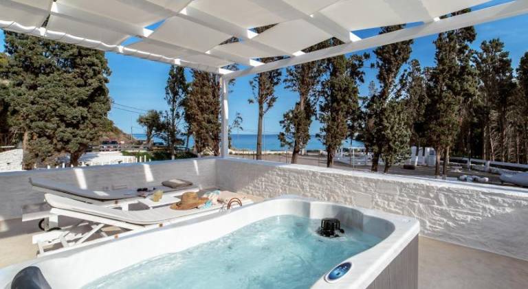 Villa with patio, jacuzzi & garden in Andros