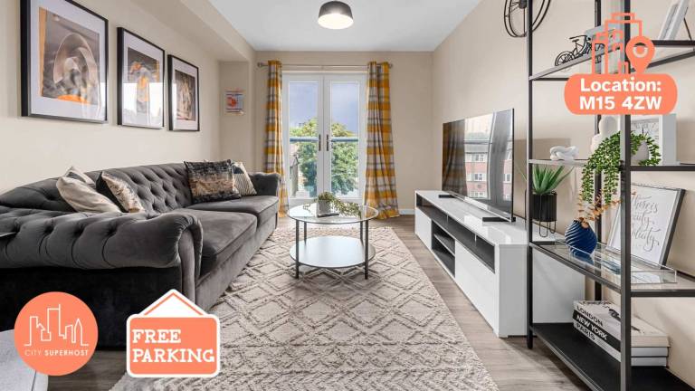 2 bed free parking Mcr apartment by City SuperHost