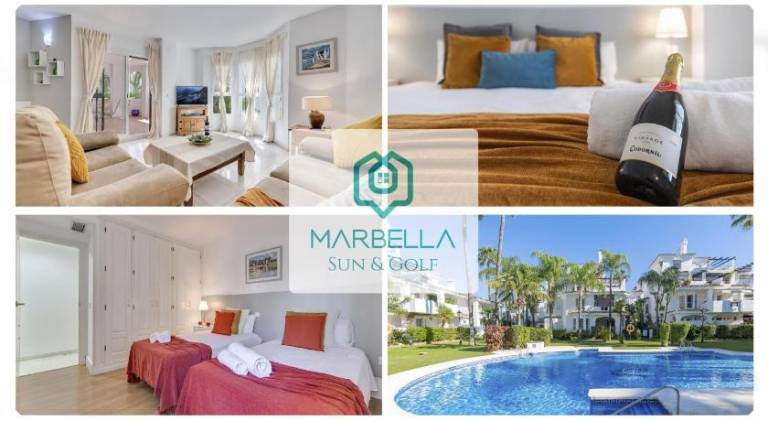Apartment with garden, terrace & pool in Marbella