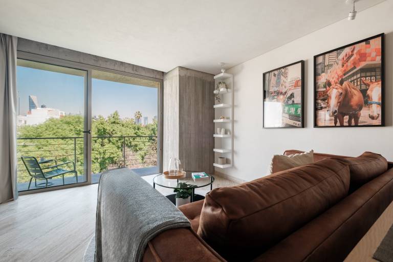King Loft with Balcony Parque Mexico Views in Mexico City