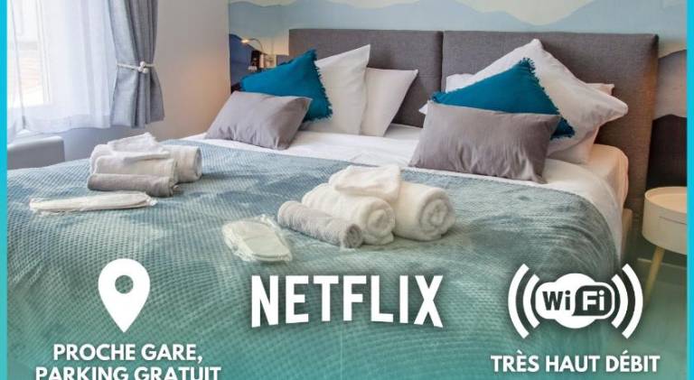 Cocon d'Hiver - Netflix & Wifi - Parking Gratuit - check-in 24H24 - Kit Bebe disponible sur demande in Châlons-en-Champagne