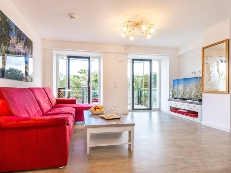 FeWo Seeigel: 66 m² FeWo mit 2 Schlafzimmern, Balkon & Meerblick – Haus Granitz in Binz
