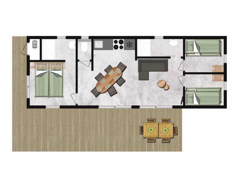 Mobile home with 3 rooms for 6 persons — photo 4