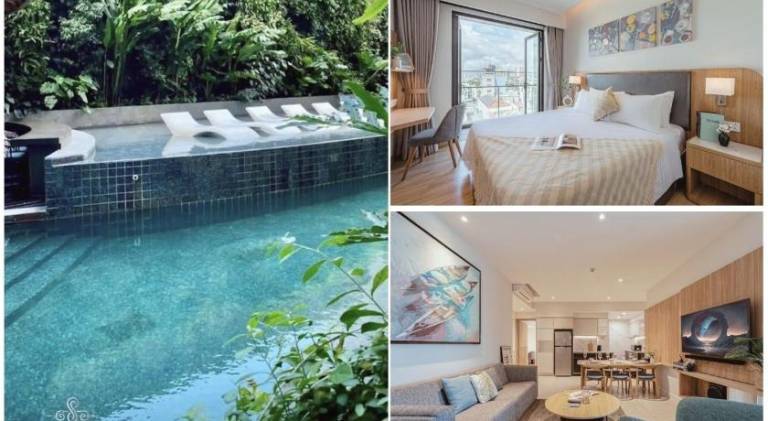 Serviced apartment with terrace, pool & yard in Ho Chi Minh City