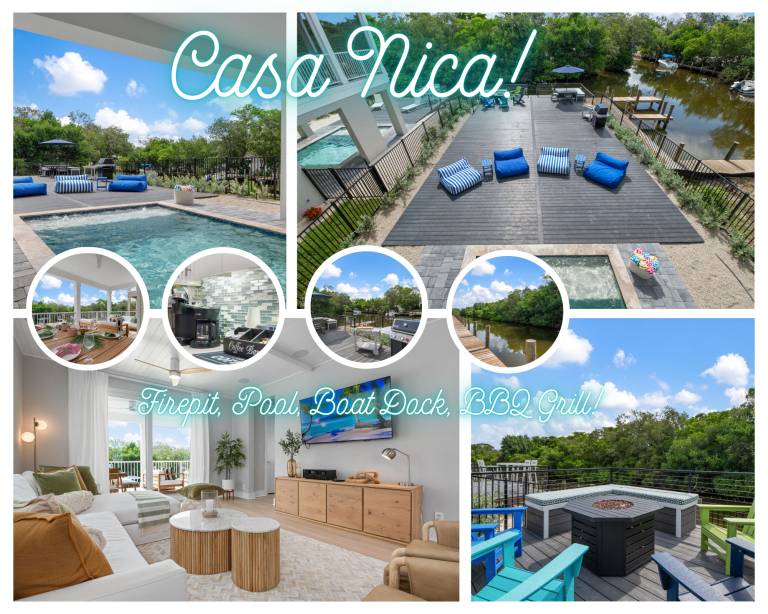 Eco-Luxury Home Heated Pool, Boat Slip, Fire Pit & Elevator Min to AMI in Bradenton Beach, FL