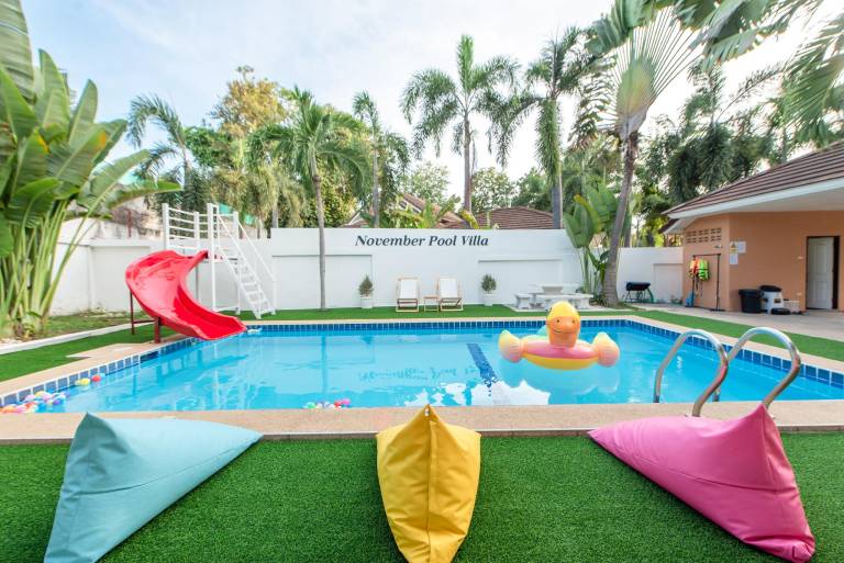 Pleasant villa with private pool, barbeque & terrace | Pet-friendly in Chonburi
