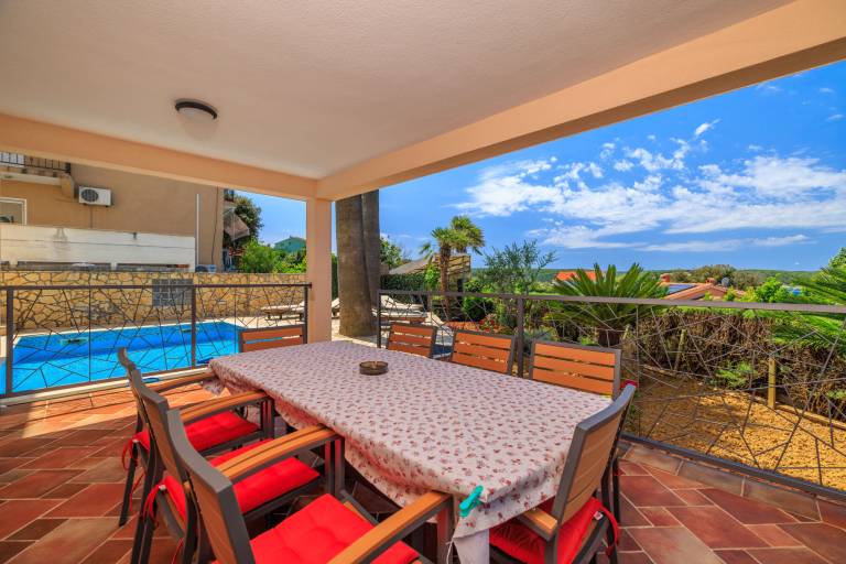 Fully equipped pleasant house with sauna, yard & private pool | Sea view | Pets are welcome in Rab