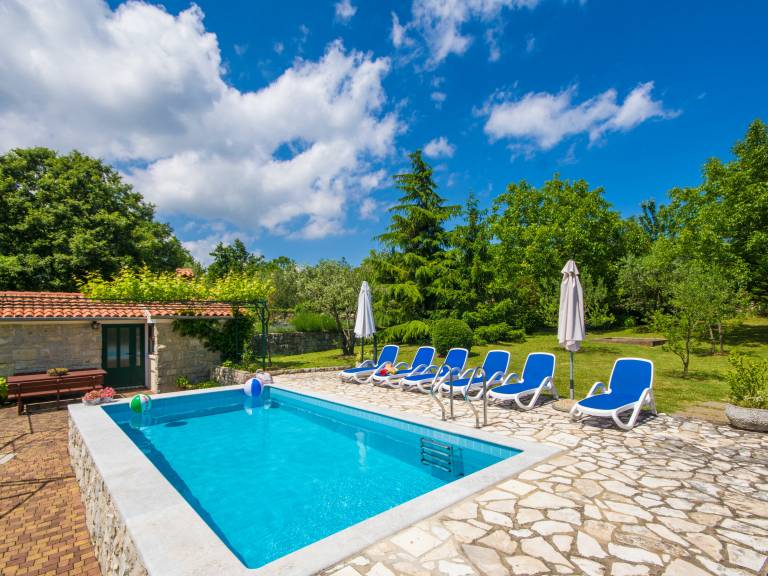 Family-friendly charming rental with pool, garden & barbecue | Pool view | Pet-friendly in Labin