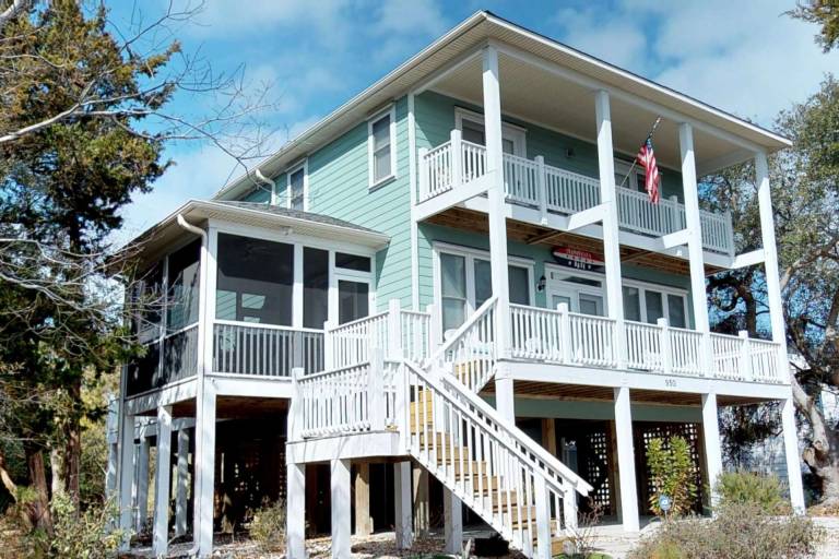 Vacation home with barbecue | Water view in Kure Beach, NC