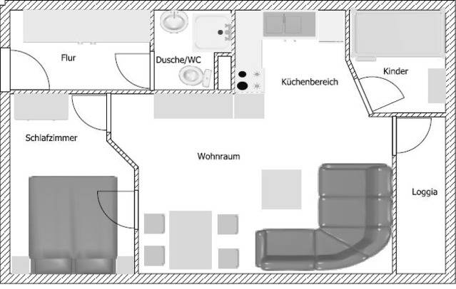 45 m² Ferienwohnung ∙ 2 Schlafzimmer ∙ 4 Gäste – Bild 19