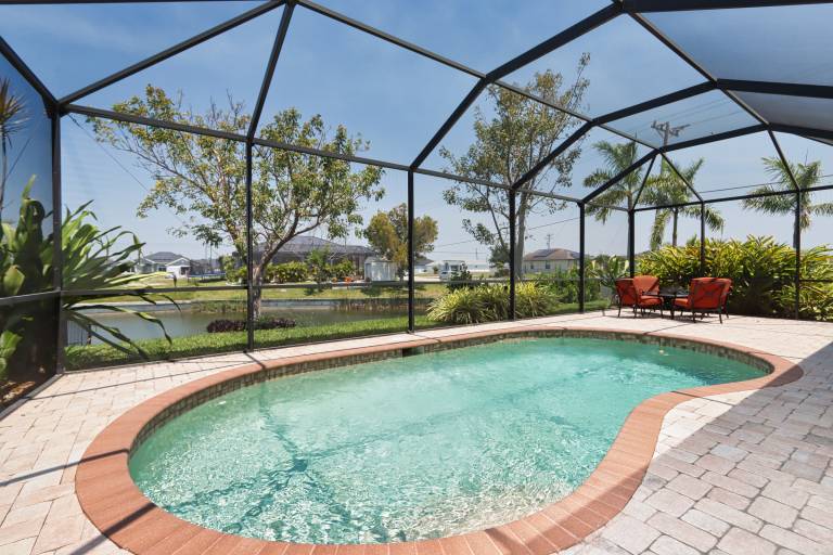 Child-friendly vacation home with BBQ & private pool | Water view | Suitable for remote work | Pets are welcome in Cape Coral, FL