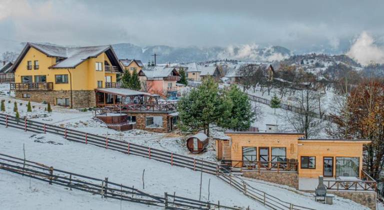 Lodge with barbecue, patio & yard in Brasov