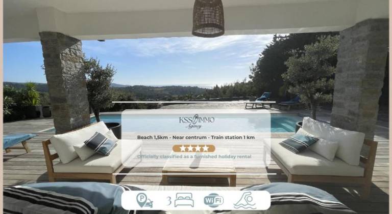 Villa with terrace, yard & private pool | Good for workation in Cavalaire-sur-Mer