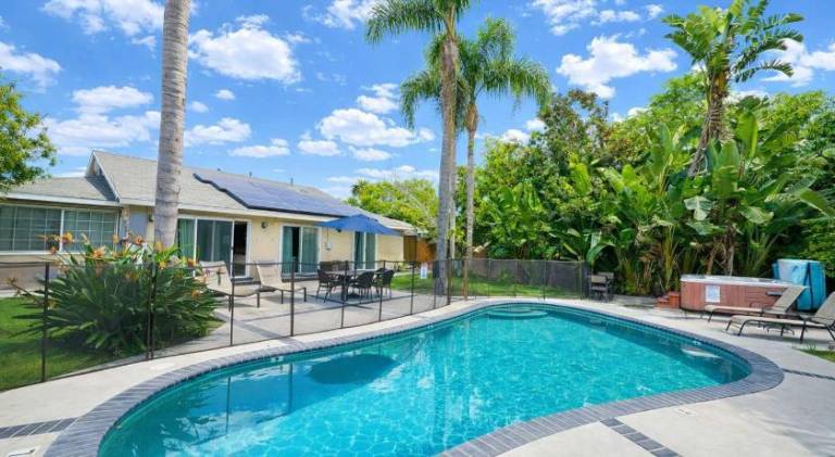 Fully equipped vacation home with BBQ, private pool & hot tub | Good for workation | Pets allowed in Orange, CA