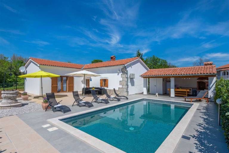 Villa with BBQ, yard & pool | Pool view — photo 3