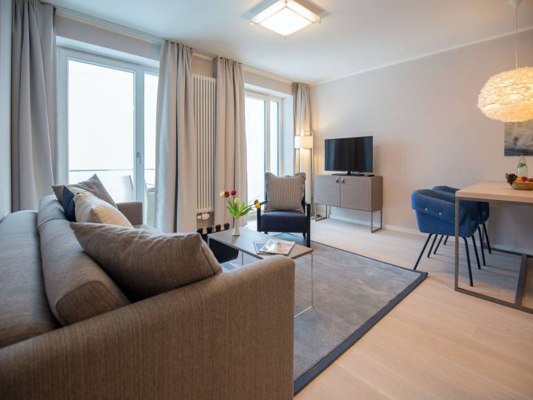 Ferienwohnung mit Meerblick, 1 Schlafzimmer und Balkon in Binz