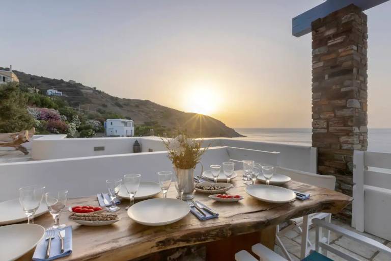 Beachfront Andros Retreat Villa Stenies Thalassa Private Pool 4 bedrooms in Andros