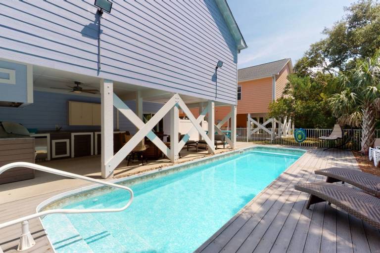 House with private pool & grill | Sea view in Kure Beach, NC