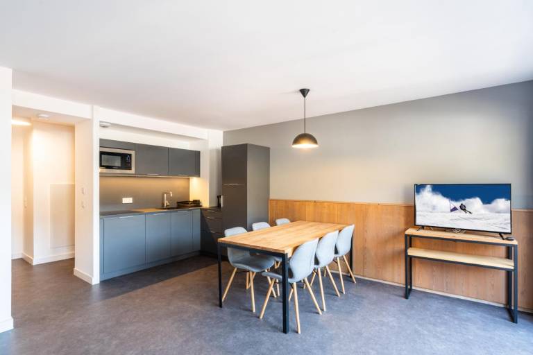 Wifi, 200m from resort center, swimming pool, sauna, hammam, terrace, balcony, tv, ski locker, 56m² in Huez