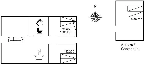75 m&sup2; Ferienhaus 3 Schlafzimmer 6 G&auml;ste