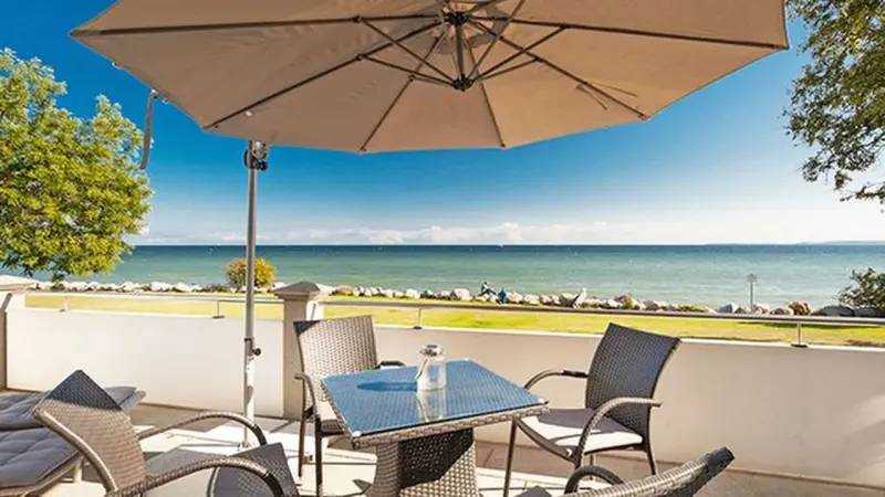 Voll ausgestattetes Apartment mit Sauna | Panoramablick | Neben dem Strand