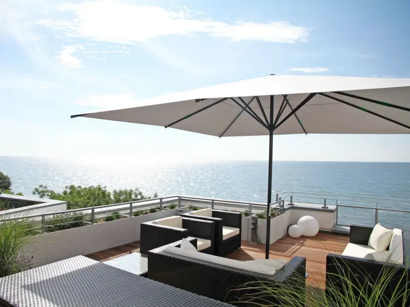 Ferienwohnung mit Terrasse und Sauna | Meerblick