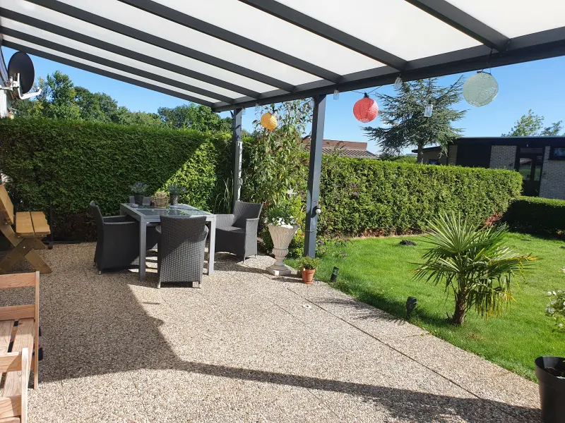 Familienorientierter Bungalow mit Pool, Garten und Grill | Gartenblick | Neben dem Strand | Hunde erlaubt