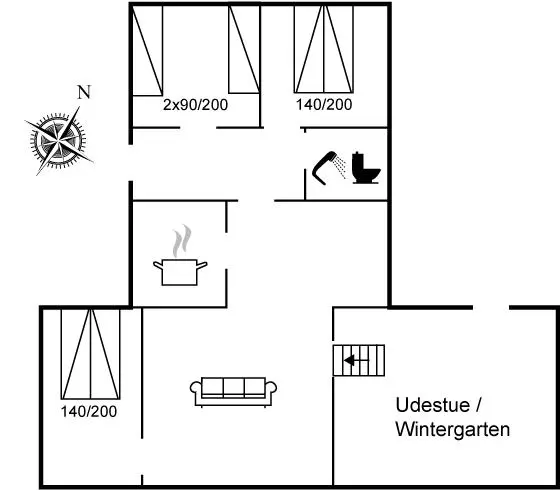 80 m&sup2; Ferienhaus 3 Schlafzimmer 6 G&auml;ste
