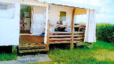 Mobil home avec jardin, barbecue et terrasse