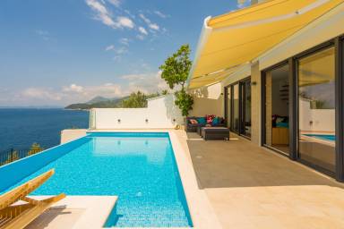 Voll ausgestattete Villa mit privatem Pool, Terrasse und Garten | Meerblick | Nah am Strand | Haustiere erlaubt
